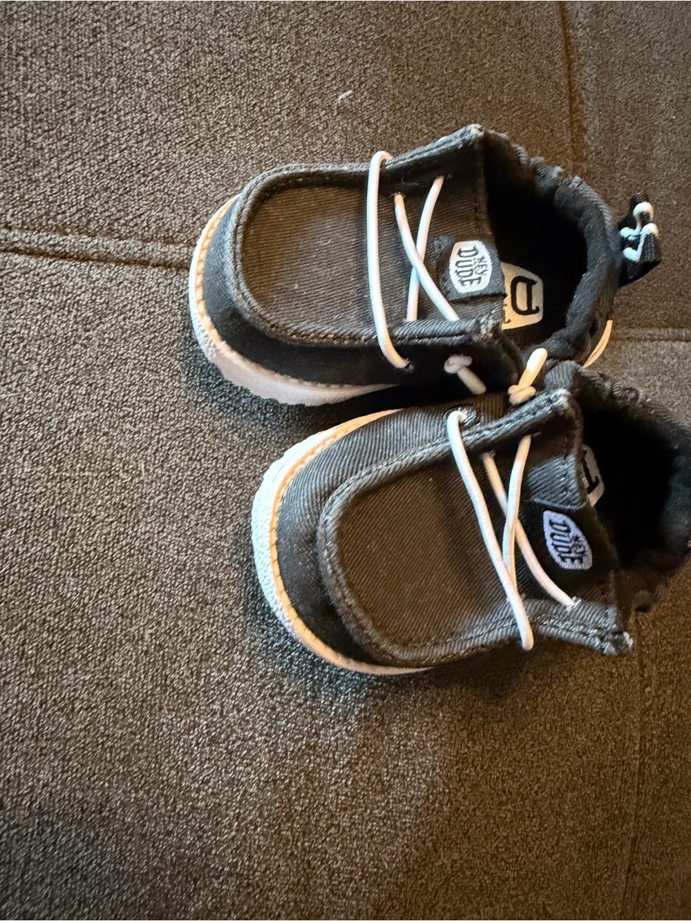 Hey Dude Black Slip-On Baby Walker Shoes with White Laces